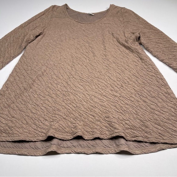 JJill Top Tunic Long Sleeve Tan Neutral Minimalist Lagenlook Office Career Brown - Picture 2 of 14